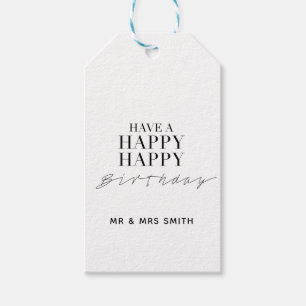 Personalized "Happy Birthday" White Gift Tags