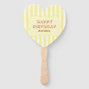 Personalized Happy Birthday Yellow Stripe Hand Fan