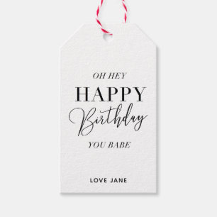Personalized "Happy Birthday, You Babe" tag pink