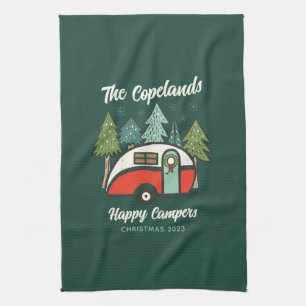 Personalized Happy Campers Christmas Kitchen Towel