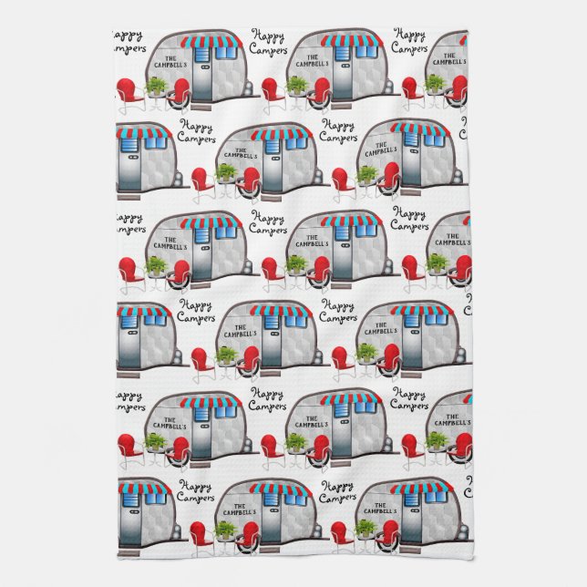 Personalized "Happy Campers" Kitchen Towel (Vertical)