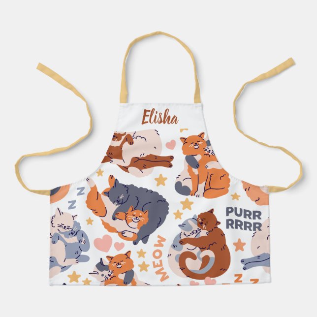Personalized Happy Cats Name Design Apron (Front)
