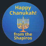 Personalized Happy Chanukah! Menorah Classic Round Sticker<br><div class="desc">Personalized Happy Chanukah! Menorah Classic Round Sticker</div>