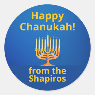 Personalized Happy Chanukah! Menorah Classic Round Sticker