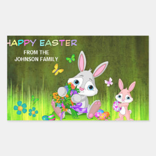 Personalized HAPPY EASTER Bunny Coloured Eggs Sticker