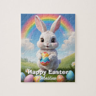 Personalized Happy Easter Bunny Kids Jigsaw Puzzle
