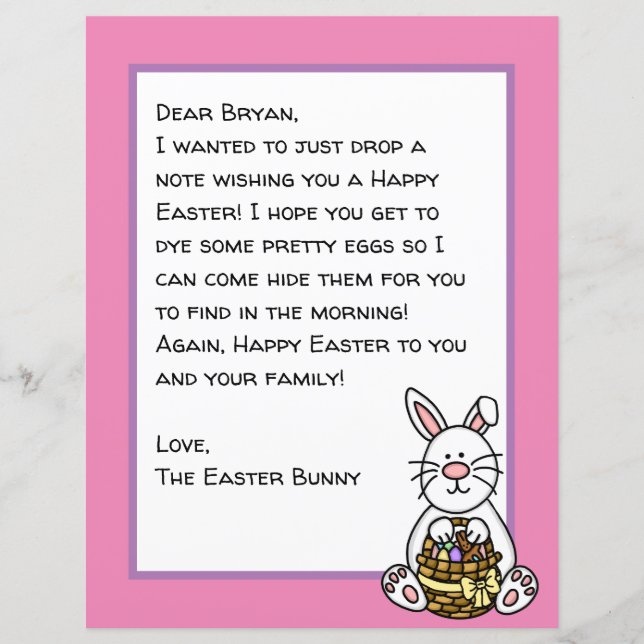 Personalized Happy Easter Bunny Letter  (Front)