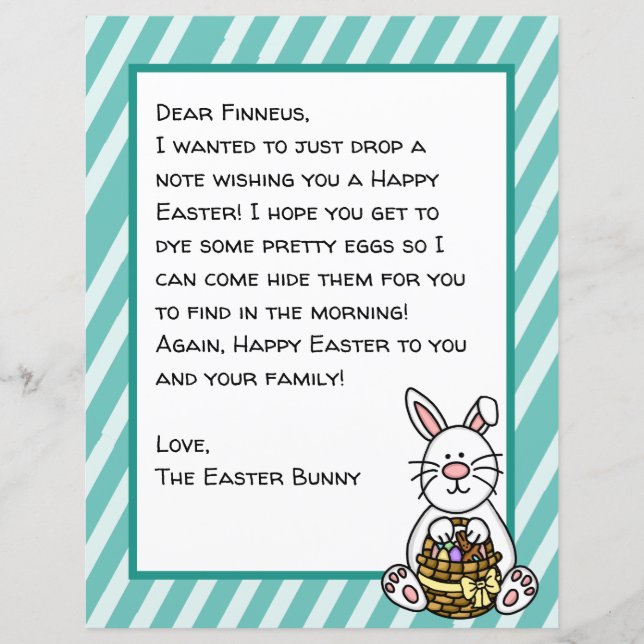 Personalized Happy Easter Bunny Letter  (Front)