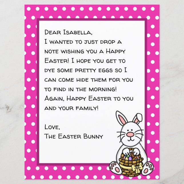 Personalized Happy Easter Bunny Letter    (Front)