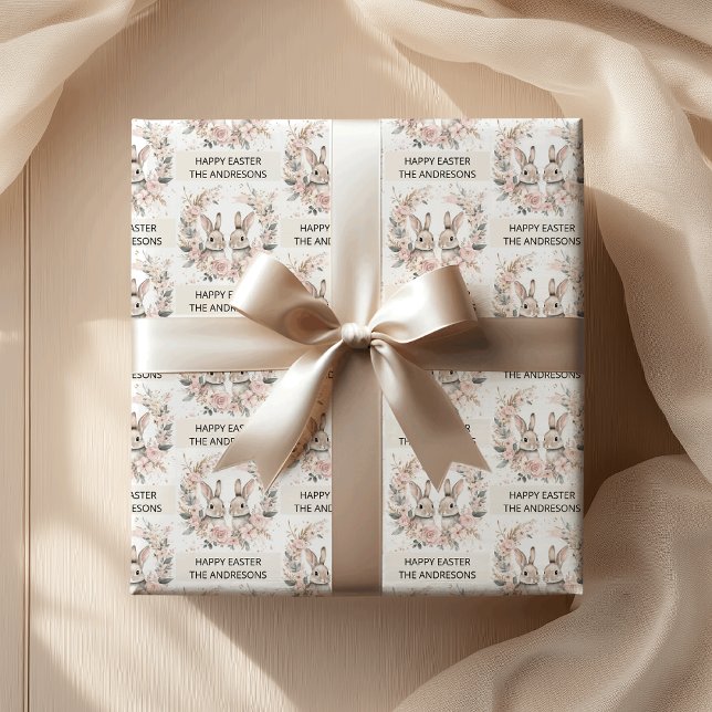 Personalized Happy Easter Bunny Pastel  Wrapping Paper (Creator Uploaded)