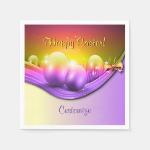 Personalized Happy Easter Coloured Eggs Napkins