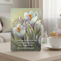 Personalized Happy Easter Crocus Floral Card