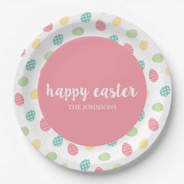 Personalized Happy Easter Egg Paper Plates (Front)