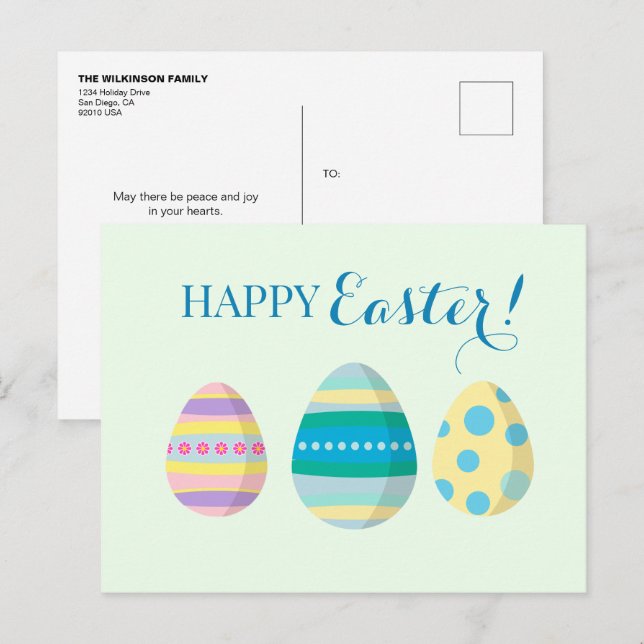 Personalized Happy Easter Eggs Colourful Holiday Postcard (Front/Back)