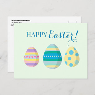 Personalized Happy Easter Eggs Colourful Holiday Postcard
