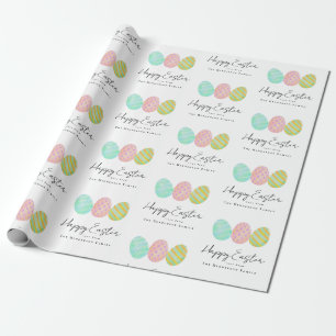 Personalized Happy Easter Eggs Watercolor Wrapping Paper