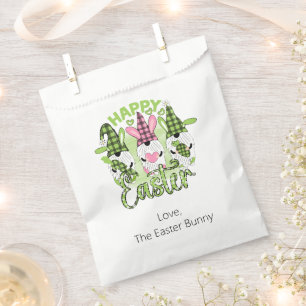 Personalized Happy Easter Gnomes Pink Green Favour Bag
