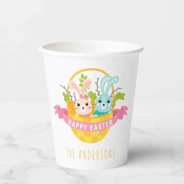 Personalized Happy Easter Paper Cups (Front)