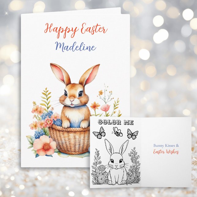 Personalized Happy Easter Plus Colouring Page   Card (Creator Uploaded)