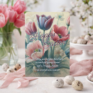 Personalized Happy Easter Tulips Easter Card