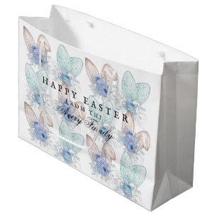Personalized Happy Easter Watercolor Large Gift Bag