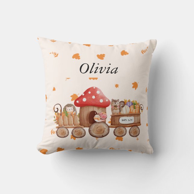 Personalized Happy fall  Throw Pillow (Front)