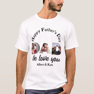 Personalized happy fathers day Dad 3 photo collage T-Shirt