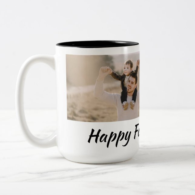 personalized happy Father's Day design Two-Tone Coffee Mug (Left)