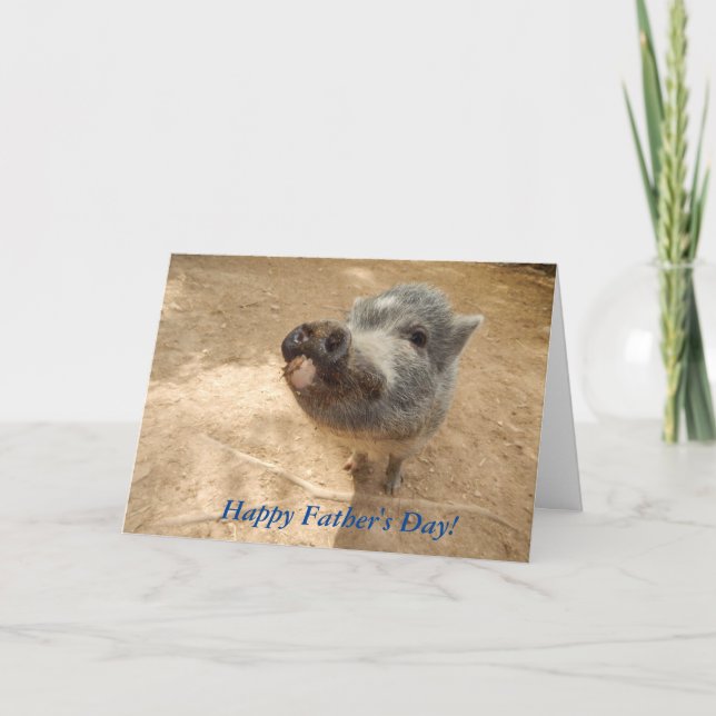 Personalized Happy Father's Day, Mini Pig Card (Front)