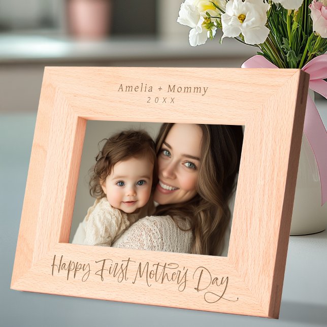 Personalized Happy First Mother's Day Etched Frames (Shown on 7" x 5" Landscape)