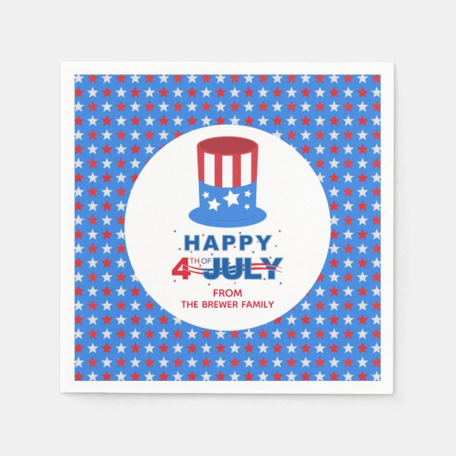 Personalized Happy Fourth of July Paper Napkin (Front)