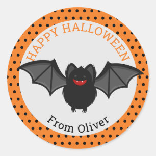 Personalized Happy Halloween Bat Sticker