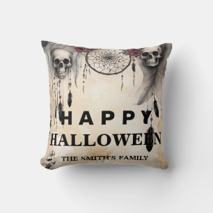 Personalized Happy Halloween Bat Throw Pillow