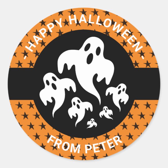 Personalized Happy Halloween Boo Kids Sticker (Front)