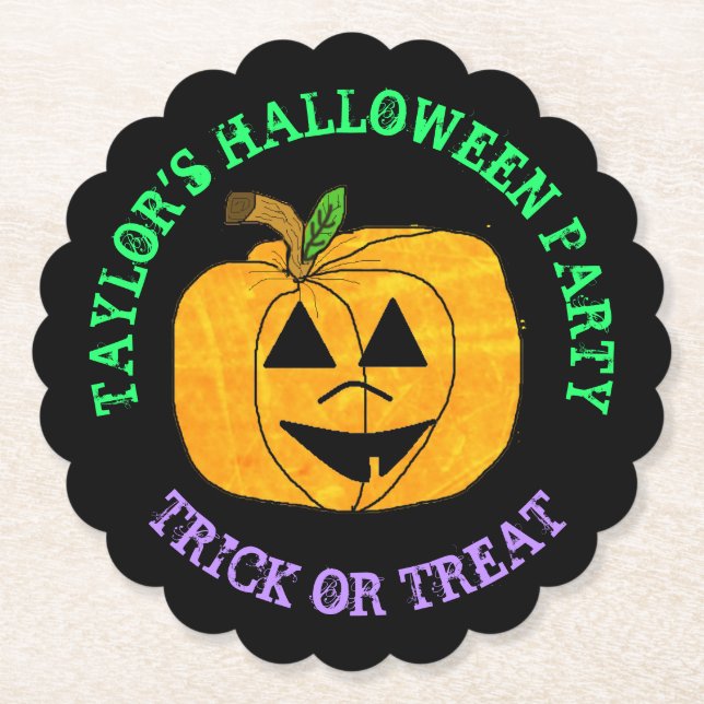 Personalized Happy Halloween DisposableCoasters Paper Coaster (Front)
