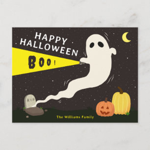 Personalized Happy Halloween Ghost Holiday Postcard
