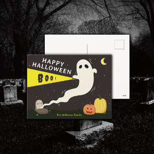 Personalized Happy Halloween Ghost Holiday Postcard