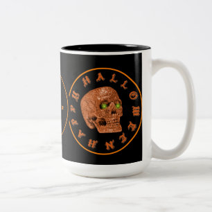 Personalized Happy Halloween Glitter Skull Mug