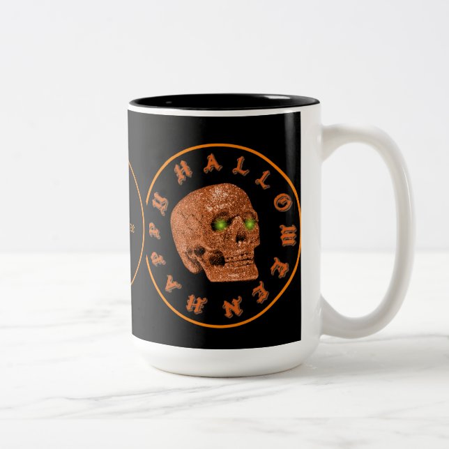 Personalized Happy Halloween Glitter Skull Mug (Right)