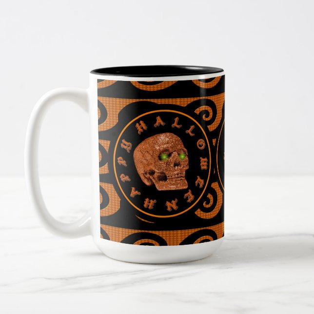 Personalized Happy Halloween Glitter Skull Mug 2 (Left)