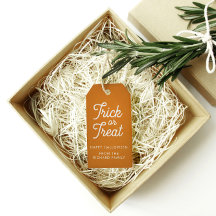 Personalized Happy Halloween Orange Gift Tags