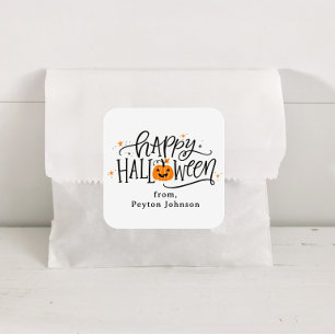 Personalized Happy Halloween Treat Bags Square Sticker