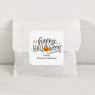 Personalized Happy Halloween Treat Bags Square Sticker