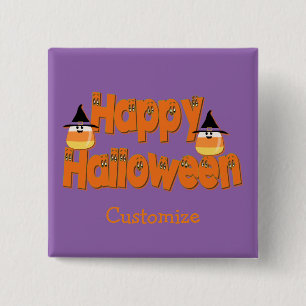 Personalized Happy Halloween Whimsical Text Button
