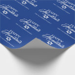 Personalized HAPPY HANUKKAH Blue Star of David Wrapping Paper<br><div class="desc">Wrap your gifts with these elegant Jewish Holiday HAPPY HANUKKAH Chanukah wrapping paper.  Navy blue background with star of DAVID.  Personalize by adding message or name or delete.</div>