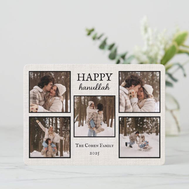 Personalized Happy Hanukkah Card with Photos (Standing Front)