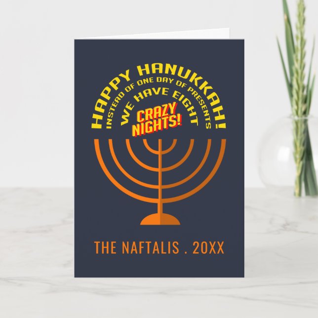 Personalized Happy Hanukkah Humor Holiday Card (Front)