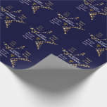 Personalized HAPPY HANUKKAH Wrapping Paper<br><div class="desc">Stylish blue and gold personalized HAPPY HANUKKAH wrapping paper to wish your family and friends a Happy Hanukkah. The design shows text that says HAPPY HANUKKAH in white typography at the centre, with PEACE, LOVE & JOY in gold coloured typography in one corner, and also written in HEBREW in the...</div>