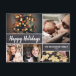 Personalized Happy Holiday Christmas Photo collage<br><div class="desc">Your beautiful family photos deserve to be shared during this time of year as you send warm wishes for Christmas. "Happy Holidays" uses a handwritten font style with an chalk effect against a chalkboard background. Customize this modern collage design & personalize with your family greeting. Find the other pieces from...</div>