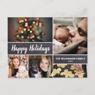 Personalized Happy Holiday Christmas Photo collage Postcard